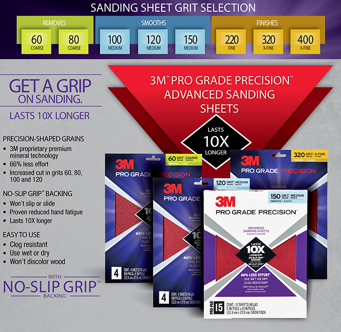 3M Pro Grade Precision 9 in. x 11 in. 220 Grit Fine Advanced Sanding